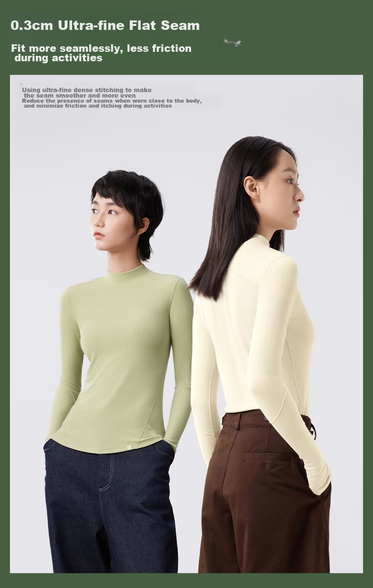 Beneunder Semi-Turtleneck Base Layer Top for Women, Slim Fit, Autumn Inner Wear, Long Sleeve, Stretchy, Soft Skin, SF026 8