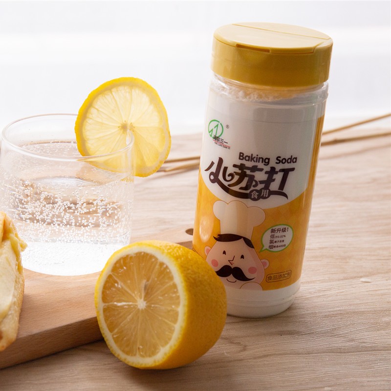 海联三一食用小苏打粉烘焙发面自制苏打水 洗蔬果 低氯细粉瓶装400gx3