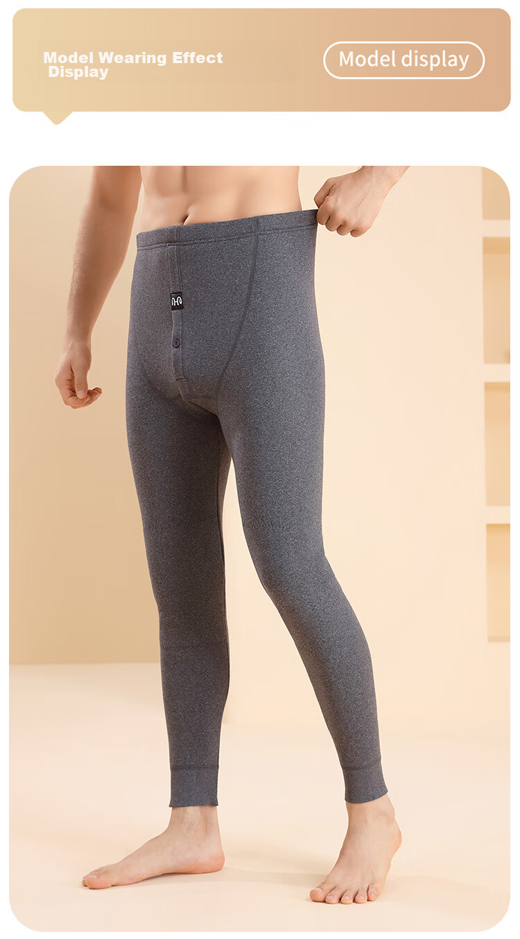 Hengyuanxiang Autumn New Lambswool Cotton Pants for Men, Warm Fleece-Lined Double-Layer Large Size Wool-Knee Protection Base Layer Pants, Black XL 16
