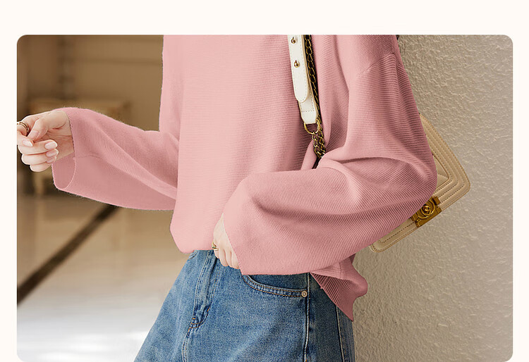 Dme [Containing Wool] Spring And Autumn French-Style V-Neck Sweater with Lantern Sleeves, Slimming And Versatile Knitted Top for Wome 5