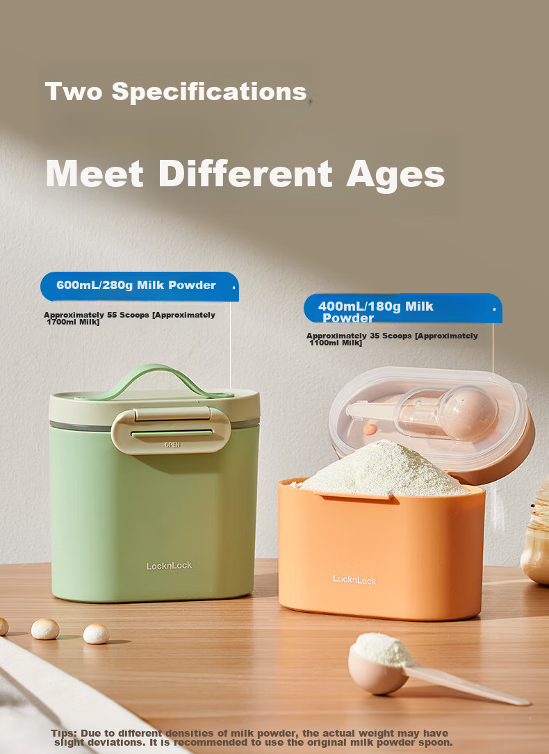 LOCK&LOCK Portable Milk Powder Container, Large Capacity Milk Powder Box, Portable Travel Dispenser Box, Rice Cereal Sealed Storage Container, Snack Storage Jar 3