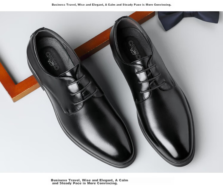 CARTELO Suede Leather Shoes for Men, Business Low-Top Formal Shoes, Men's Professional Office Leather Shoes 9273 Black Size 40 14