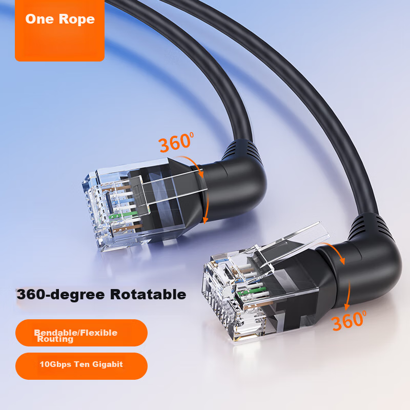 Сетевой кабель CABLE CREATION CL0372, тонкий CAT6A, 10 Гбит/с, 360-градусный правый угол, 1 м