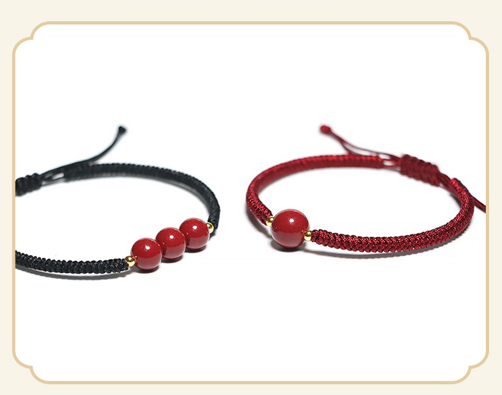 Shichuan Baishi Cinnabar Beaded Bracelet 2026 Zodiac Red String Handmade Woven Bracelet Lucky Charm Beads Amulet Couple Birthday Gift 16