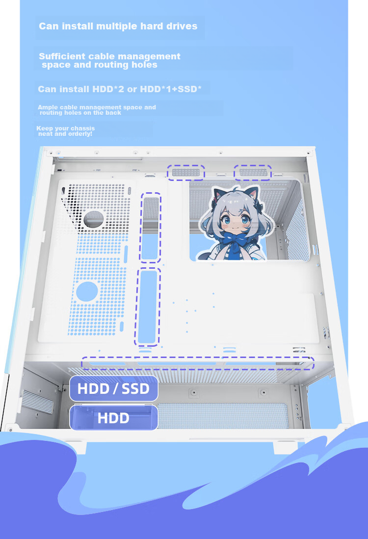 Thermaltake (Tt) Steel Shadow Transparent S Seaside View Case Computer Tower White (ATX Motherboard / Supports 360mm Water Cooling / 270° Panoramic View / 9 Fan Positions / 4090 Graphics Card) 13