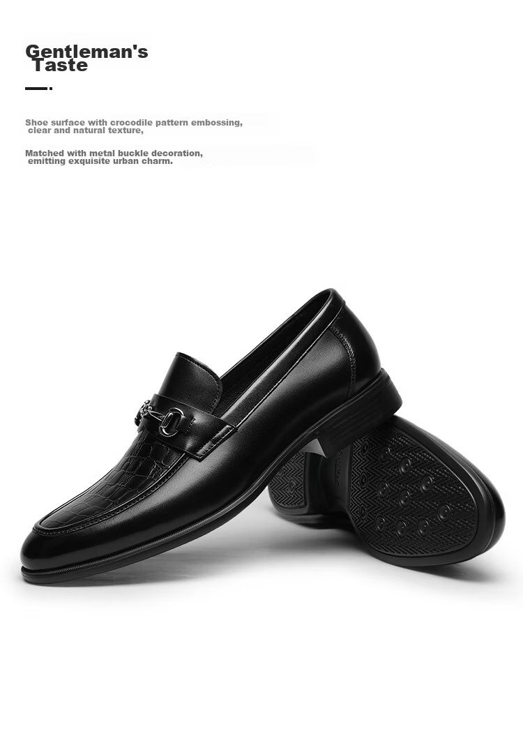Goldlion Men's Leather Shoes, Loafers, Fashionable And Comfortable Slip-On Business Casual Shoes, 58013089501A, Black, Size 37 5