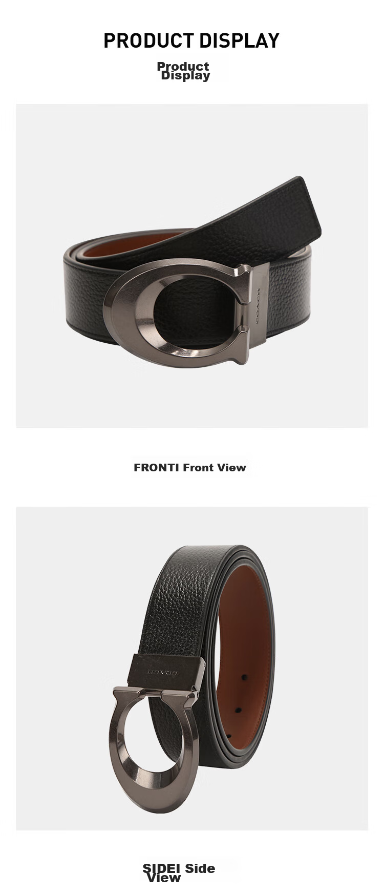 COACH [Brand Direct Supply], Men's Double-Sided Wide Buckle Belt, 35MM Black, CQ013, New Year Gift 2