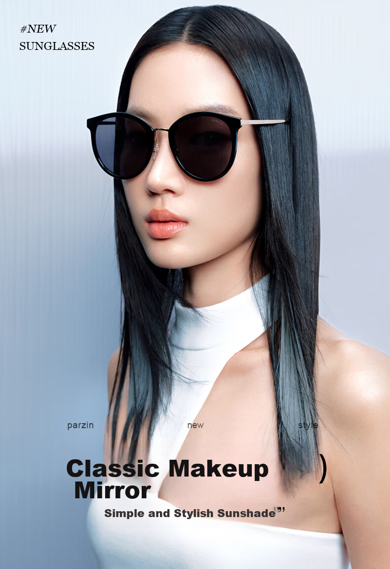 PARZIN Polarized Sunglasses for Women, Retro Large Frame Sun Protection Glasses, Driving Fashionable Sunglasses Gift PZ9913 1