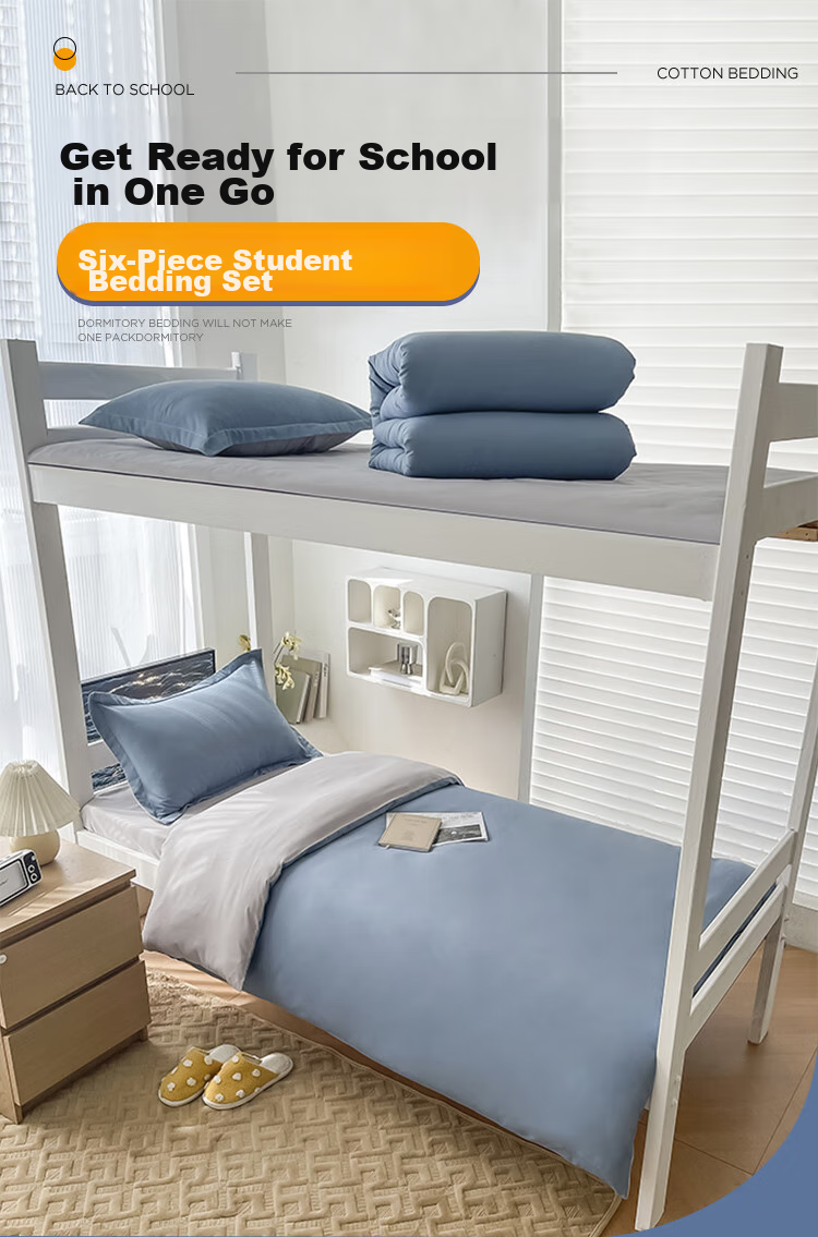 YALU & FREEDOM Bedding Six-Piece Set, Complete Quilt Set for Student Dormitory, Three-Piece Set with Pillow And Duvet, Sky Blue 2