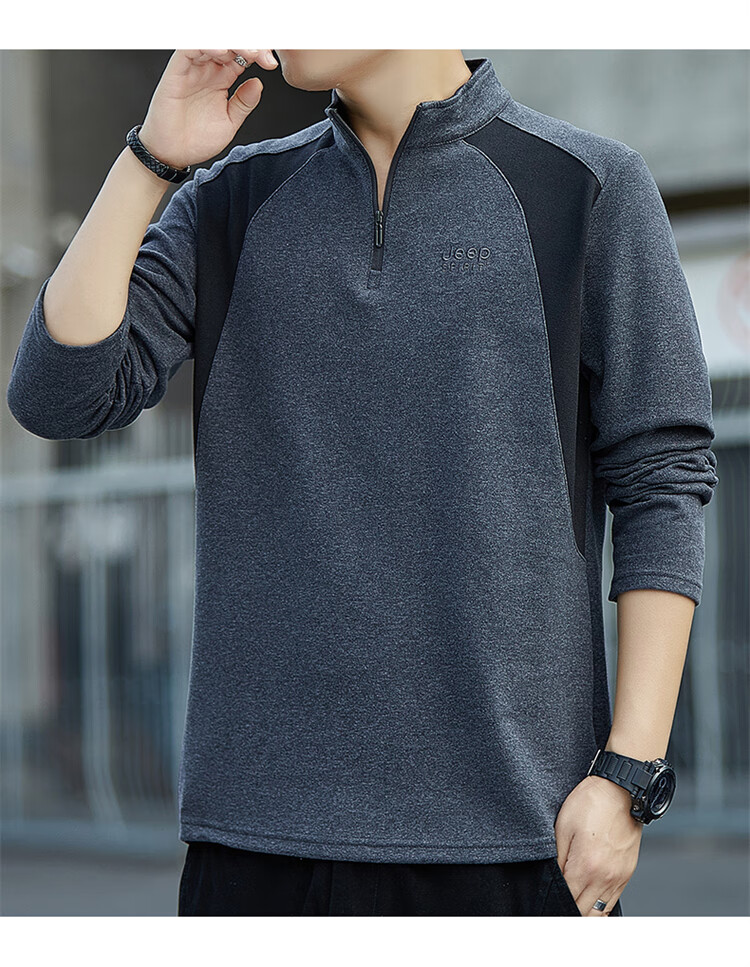 JEEP SPIRIT Men's Sweatshirt, Autumn And Winter Long-Sleeve T-Shirt, Casual Loose-Fitting Top, Trendy Base Layer 13
