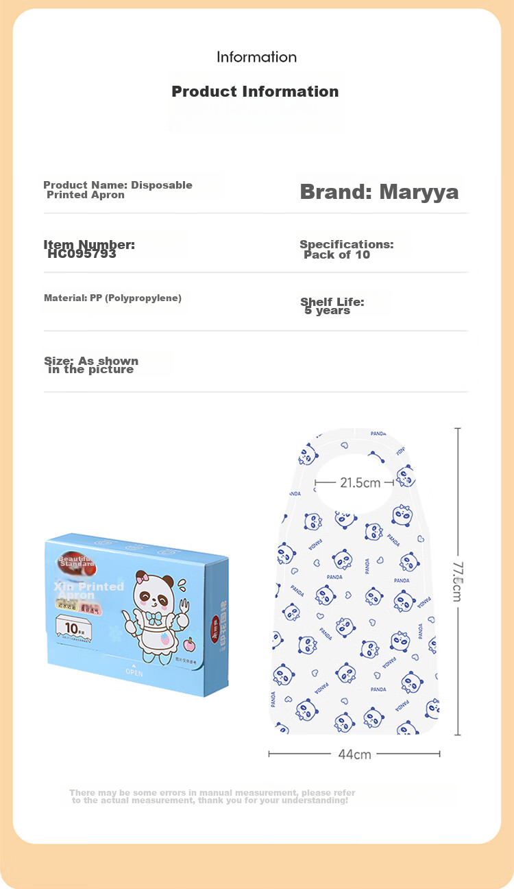 MARYYA Disposable Apron, 10 Pieces, for Hot Pot Restaurants, Adults And Children, Waterproof And Oil-Proof Bib Waist Apro 2