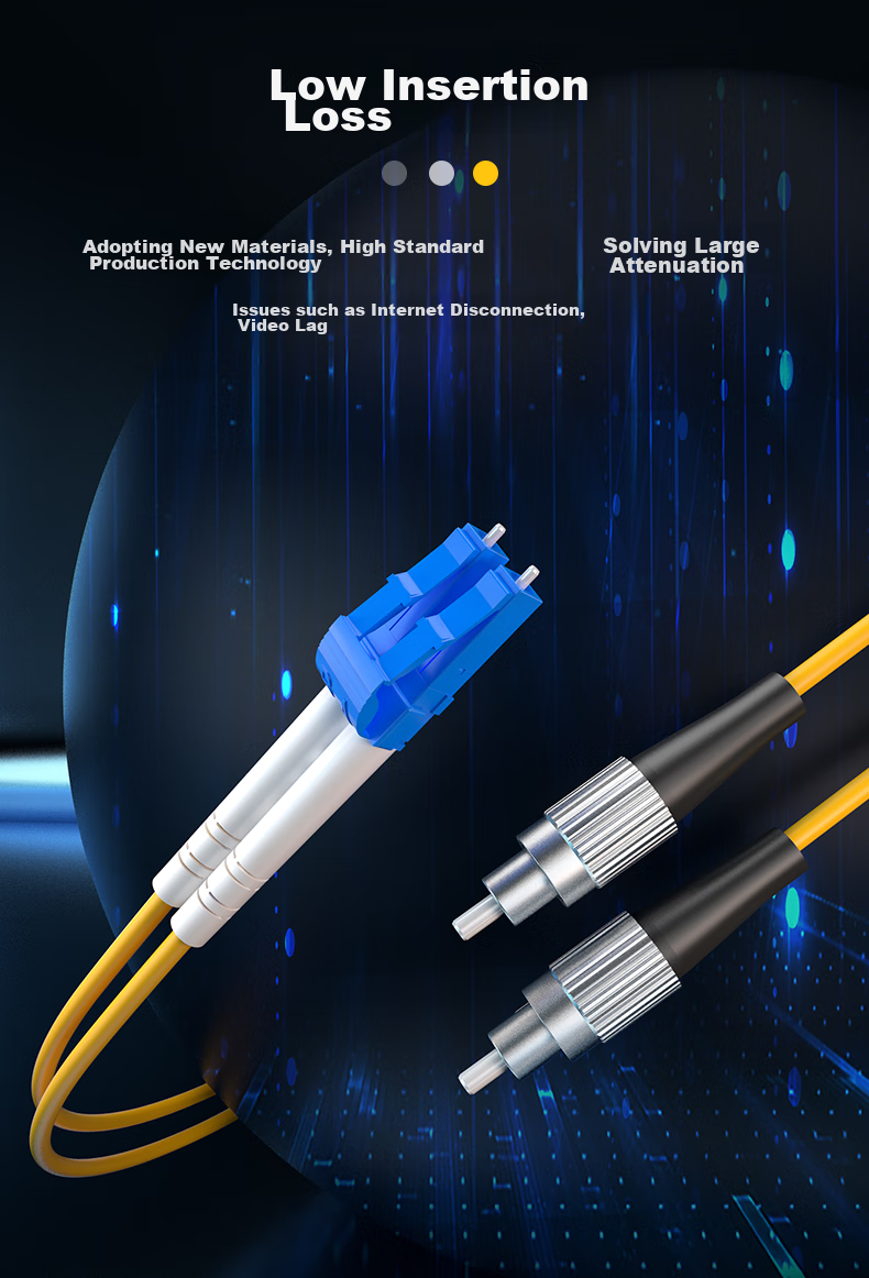 Nokoxin Telecom-Grade Fiber Optic Patch Cable, Single-Mode Dual-Core Fiber Optic Cable, Optical Module, Data Center Connection Pigtail, Supports Customized Length, UPC Connector, 3 Meters LC-FC 3