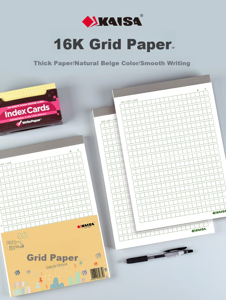 KAISA 16K/30 Sheets English Homework Paper, 3-Pack Thick English Notebook for Primary, Middle And High School Students, Vocabulary Writing Paper with Four Lines And Three Grids 1