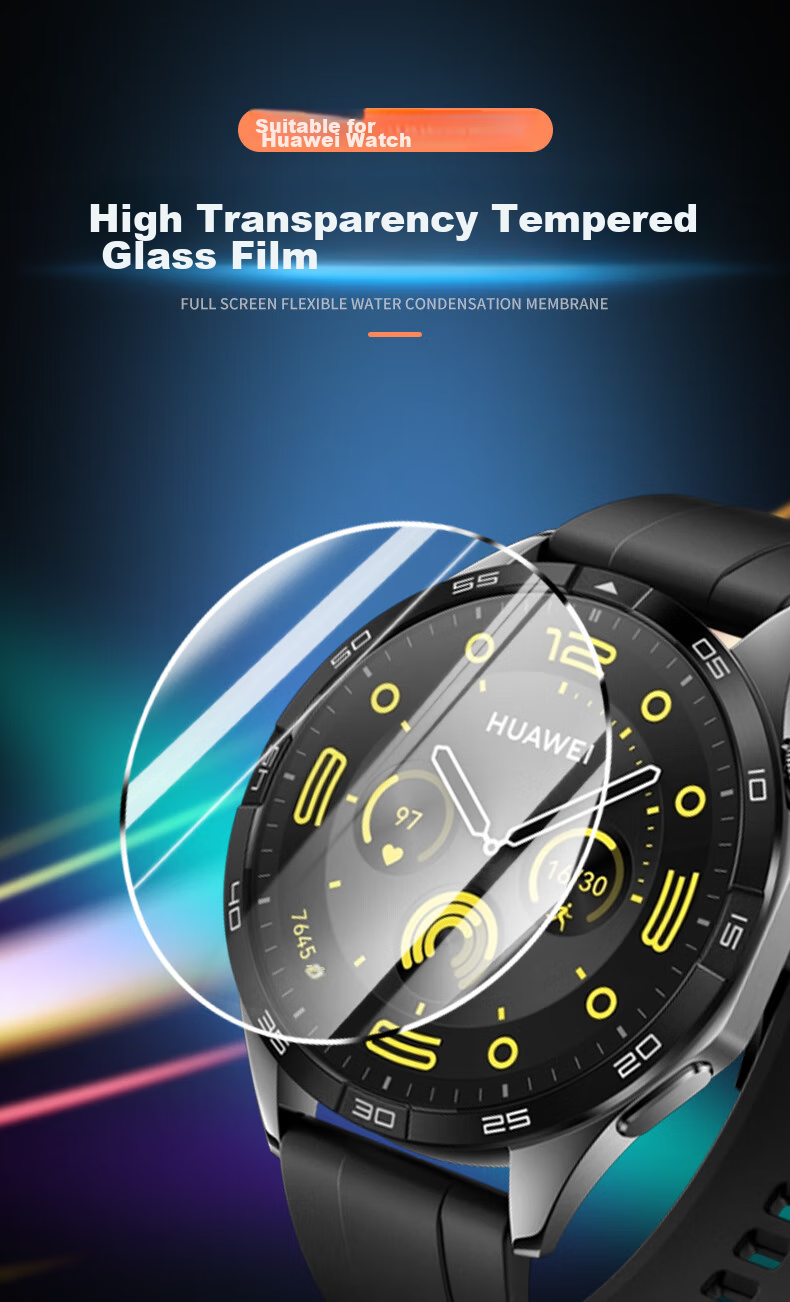 Weiqiantu [3-Pack] Tempered Glass Screen Protector for Huawei Watch GT4, Full Coverage High Definition Anti-Drop Glass Watch Face Waterproof Protective Film 41mm 1