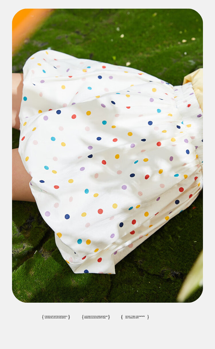 ASK JUNIOR Girls' Summer Pants, Fashionable Polka Dot Print Casual Loose Harem Shorts for Young Children, Beige, Size 100 6