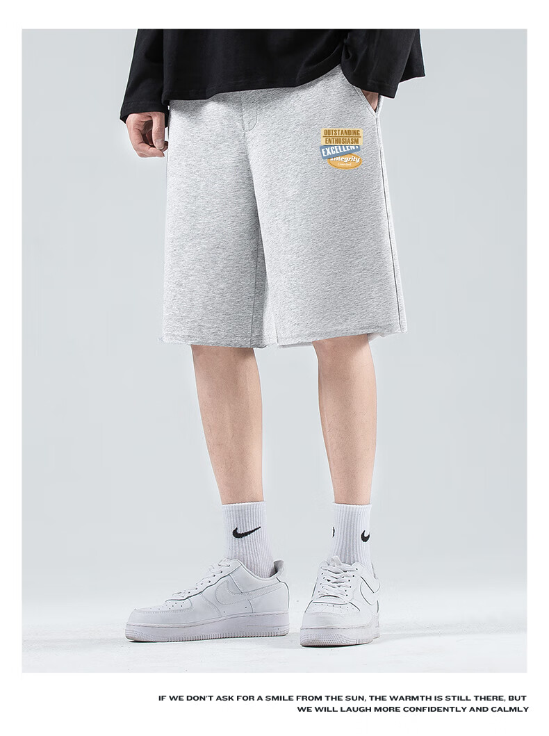 Baleno Men's Summer American Style Simple Trendy Loose Cotton Five-Point Shorts Breathable Large Size Casual Pants 14