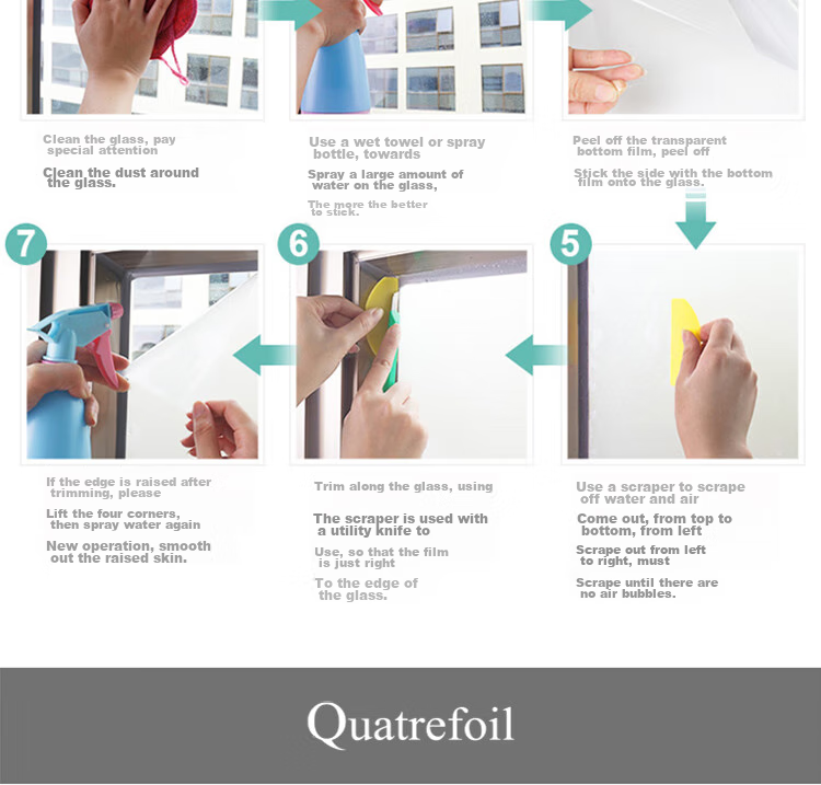 Quatrefoil Glass Sticker with Adhesive, Frosted Glass Film for Doors, Windows, Bathroom And Shower, Window Decal, 90*200cm 6