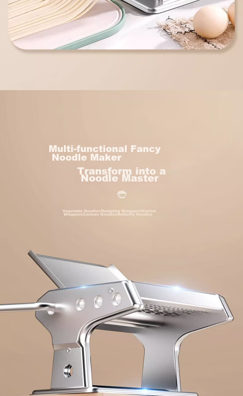 Jingmao Noodle Maker for Home Use, Small Stainless Steel Noodle Press Machine, Hand-Cranked Multi-Functional Dough Roller And Pasta Maker 6