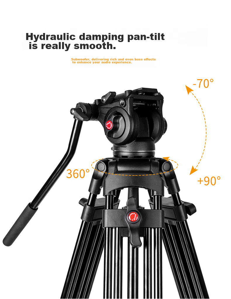 Hakutatz Hakutatz 2061 Camera Tripod, Professional Photography Gimbal, Camera Tripod, Micro Film Wedding Video Live Streaming Sliding Rail, Hydraulic Damping Gimbal 2