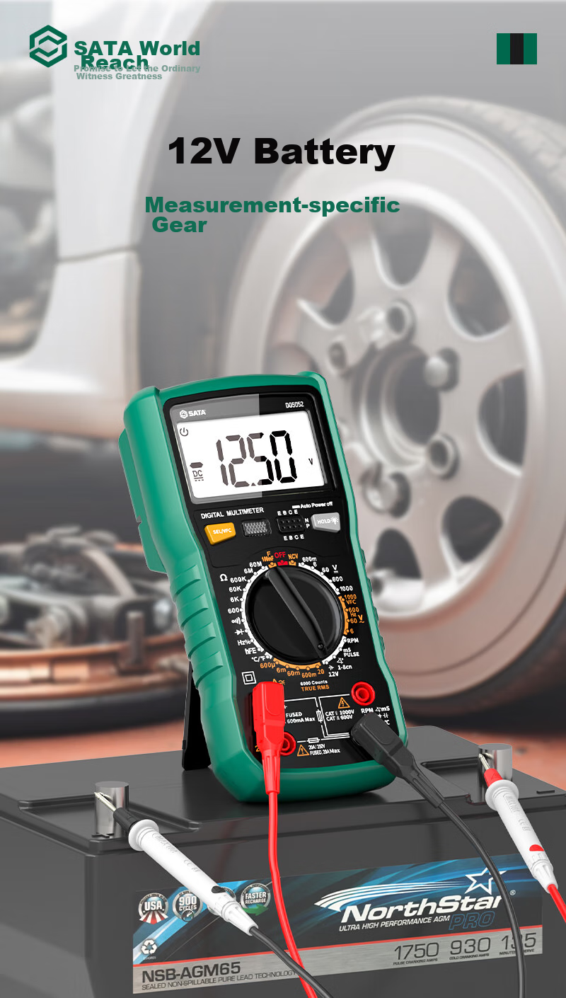 Shida SATA Automotive Multimeter, Multi-Functional Inspection, Burn Prevention, Auto Repair Digital Display Universal Meter, Electrician-Specific D05052 Standard Configuratio 15