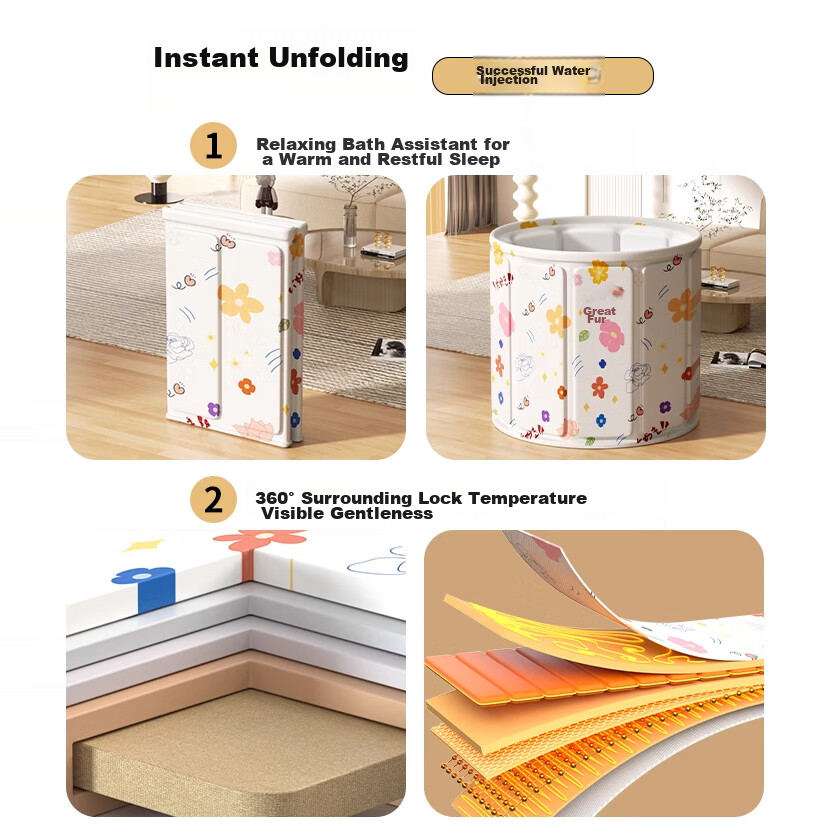 YUZHAOLIN Foldable Bathtub for Adults, Bathing Tub for Home Use, Baby Swimming Pool, Bathtub, Soaking Tub, Bathing Essential