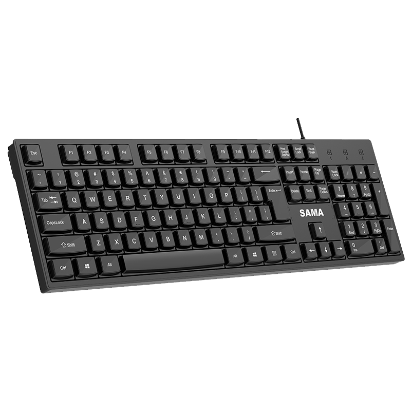 SAMA K130 Wired USB Keyboard Black Business Office Keyboard Laptop Desktop Computer Keyboard Plug-And Waterproof Splash-Resistant Classic Feel Quiet