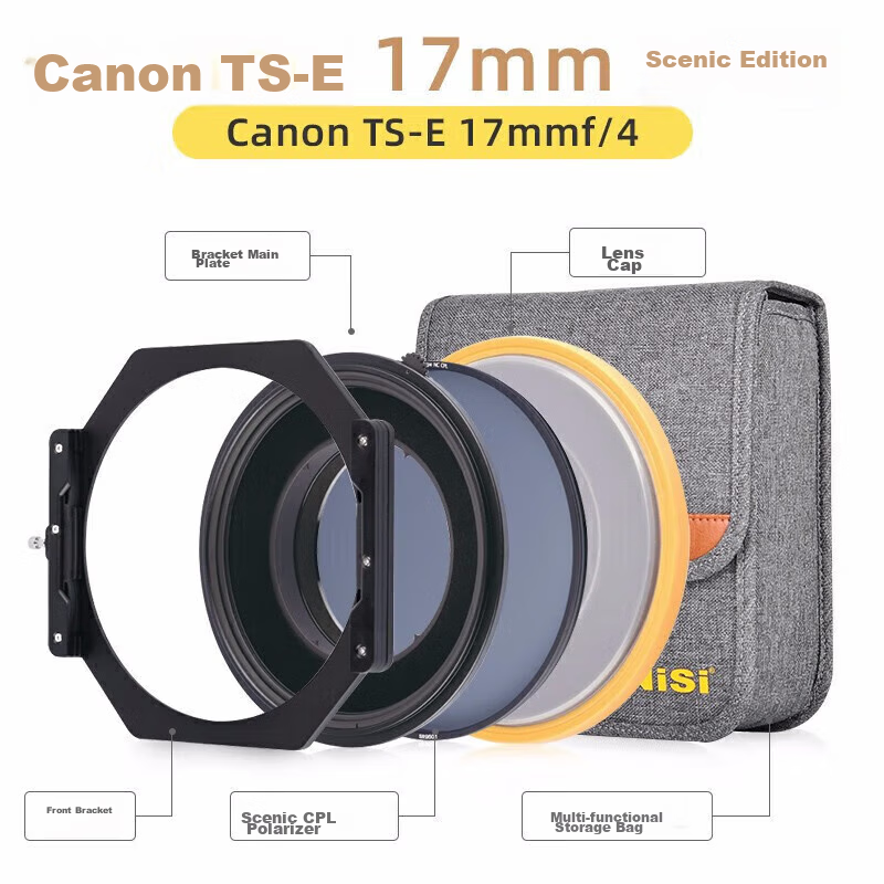 NiSi Square Filter System, 150mm S6 Bracket True Color Version, Canon TS-E 17mm F4 Lens Specific, Ultra-Wide Angle Lens Bracket with Built-In Polarizing Filter