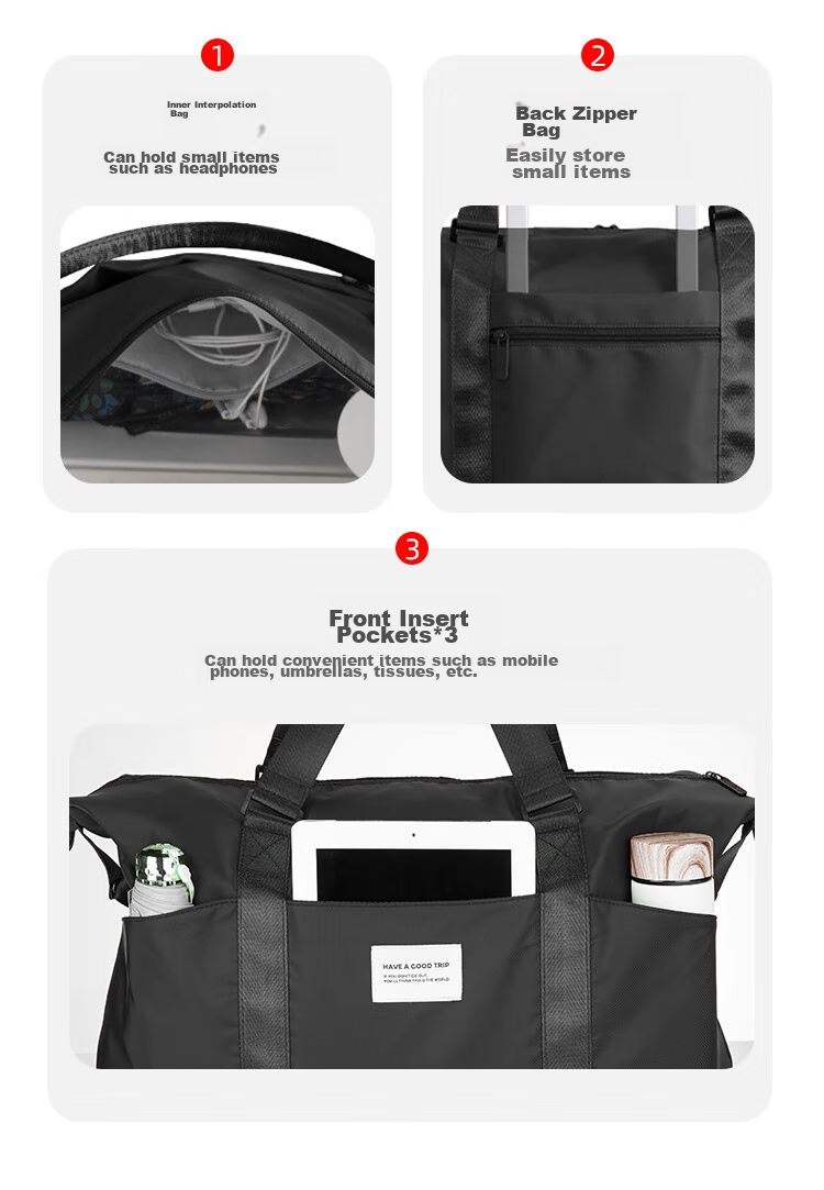 Lehuolvxing Travel Bag for Men, Large Capacity Handheld Luggage Bag, Portable with Handle, Suitable for Short Trips And Carry-On, Simple Storage Bag 12