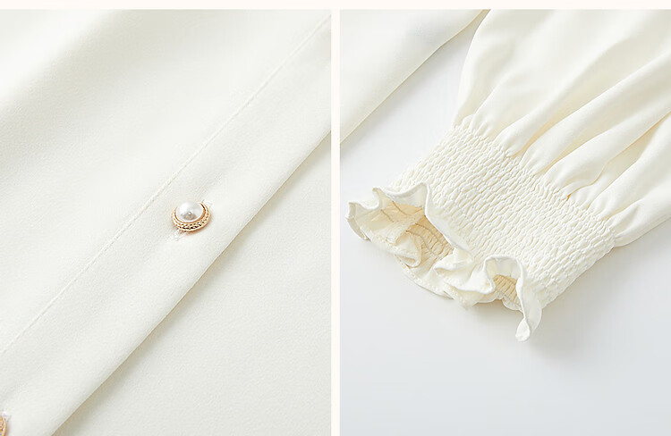 Dme [Ruched Shiny Blouse] Spring And Autumn French Style Women's Elegant Ruffle Stand Collar Pleated Blouse Women's Top 12