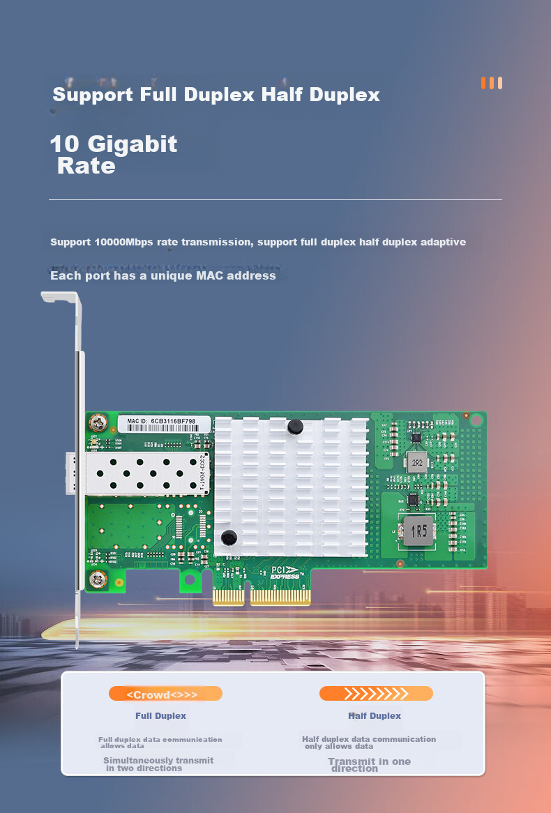 EB-LINK Intel 82599 Chip PCI-E X4, 10 Gigabit Single-Port Fiber Optic Network Card, X520-DA1, SFP+ Server Network Adapter, E10G41BF 8