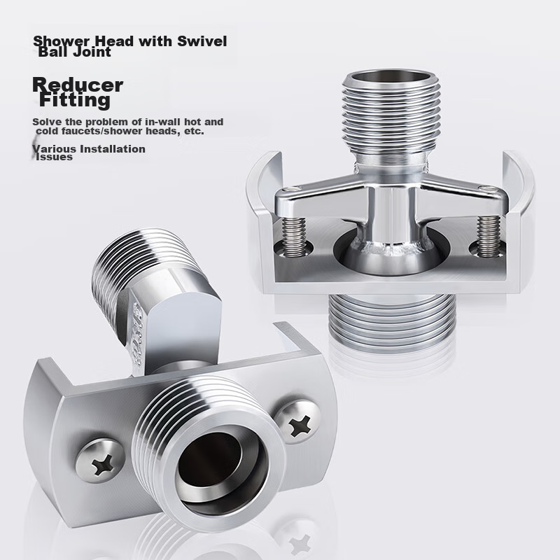 Larsd Shower Head Universal Elbow Full Copper Connector Mixing Valve Reducer Eccentric Angle Adjustable Coupling, 1 Piece Set T51