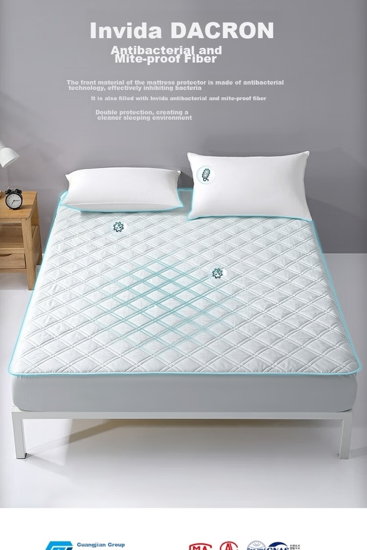 Shuixingjiafang Bed Protector, Antibacterial And Anti-Mite Protective Pad, Thin Mattress Cover, Full Encasement Protector, for 1.5-Meter Bed, Light Gray Color 4