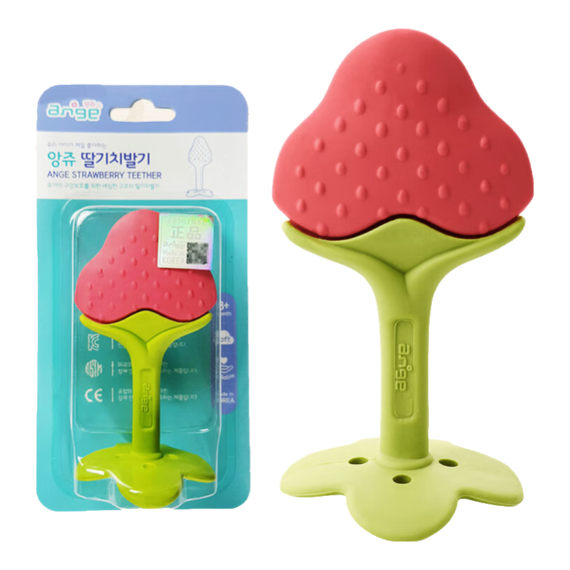 Ange Angete Tooth Grinding Stick, Baby Anti-Thumb Sucking, Six Months Old Infant Teething Toy, Hand-Grasping Strawberry Teether