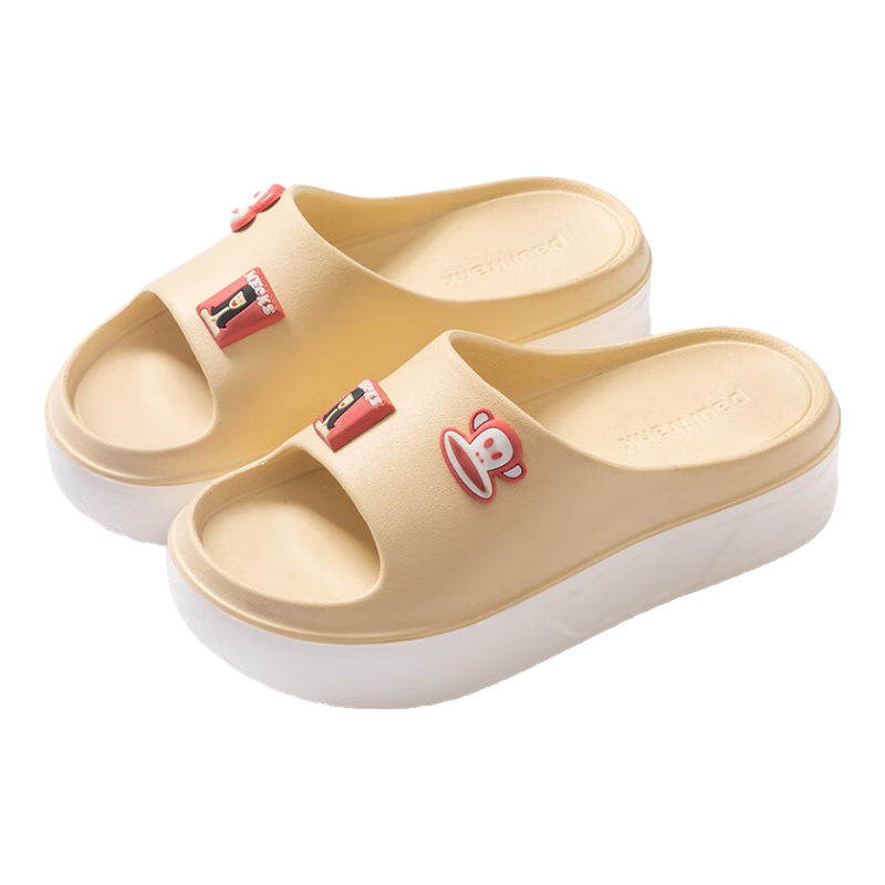 Paul frank Lightweight EVA Thick-Soled Sandals for Women, Versatile for Spring And Summer Outdoor Wear, Home Use, Style 6325, Beige, Size 235