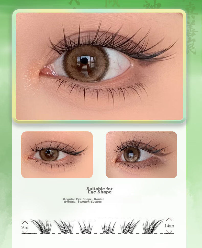 Lishu Fox Series Segmented Natural-Looking Self-Adhesive False Eyelashes for Women, Suda Ji Self-Adhesive Style, 42 Clusters 8