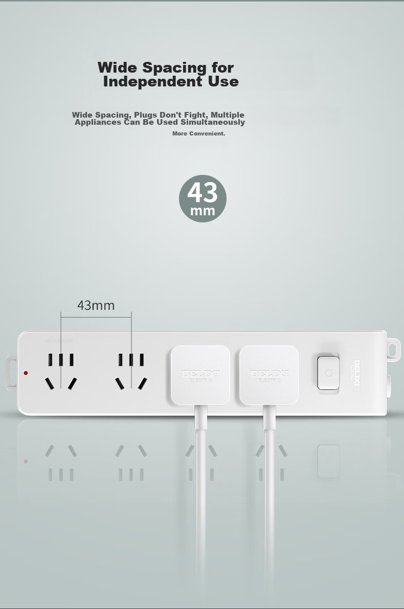 DELIXI National Standard Socket/power Strip/outlet Strip/power Bar/extension Cord, 3-Outlet Wireless Power Strip without Cord, Master Switch 8