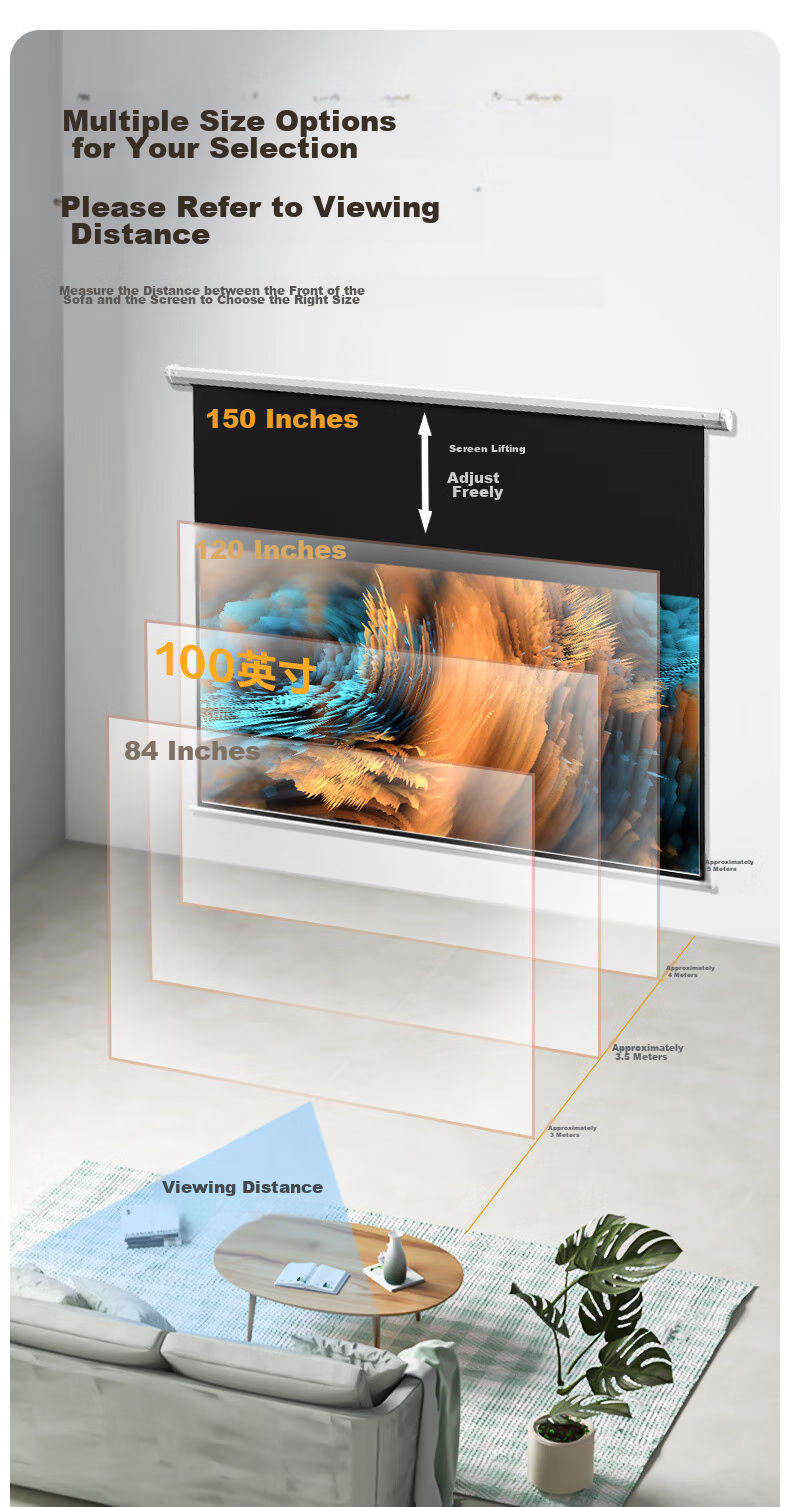 Deli 120-Inch 16:10 (Compatible with 16:9) Remote Control Electric Projection Screen, Compatible with Jianuo, XGIMI, Dangbei Projectors, Projector Screen 50443 20