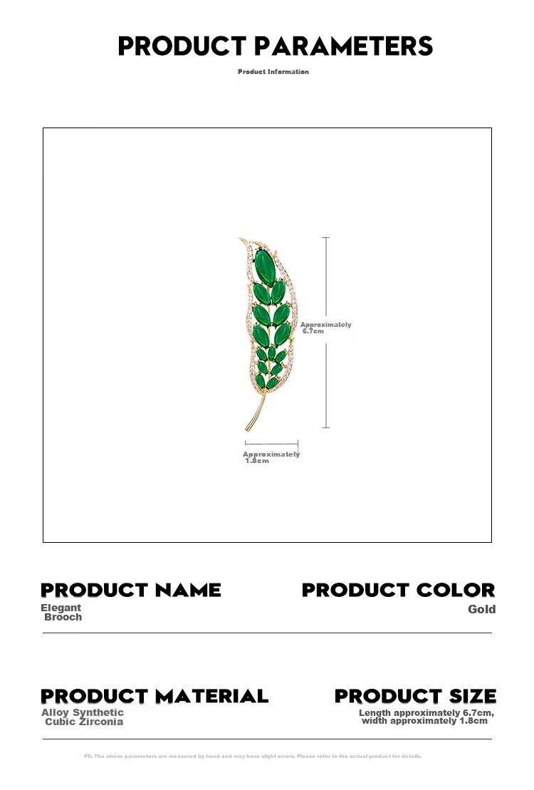 Qlady Leaf Brooch, High-End Women's Luxury Green Corsage, Suit Accessory, Anti-Exposure Collar Pin, Birthday And New Year Gift 5