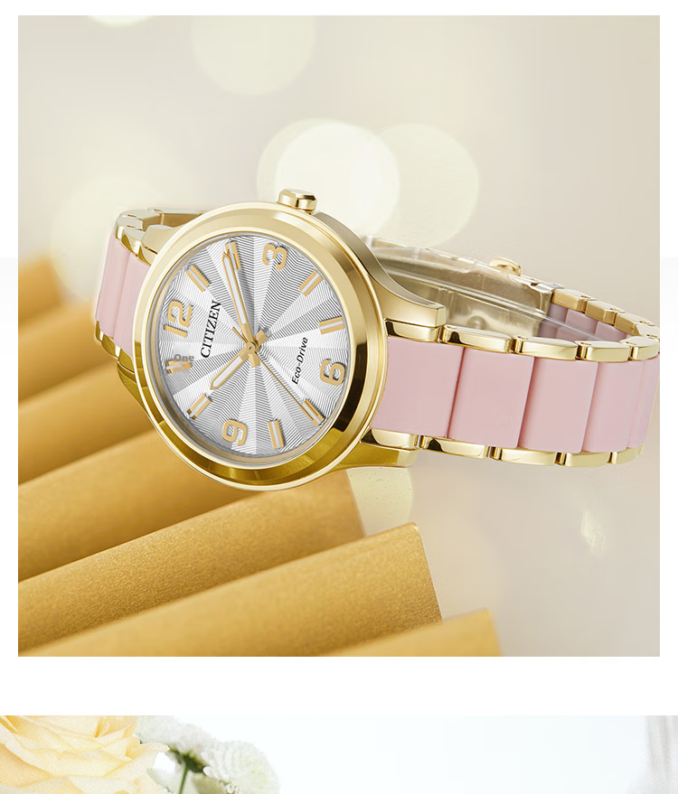 CITIZEN Watch for Women, Japanese And Korean Style, Eco-Drive, Pink Dial, Date Display, Steel Band, Fashionable Business Watch, Gift for Girlfriend, FE1140-51X 10