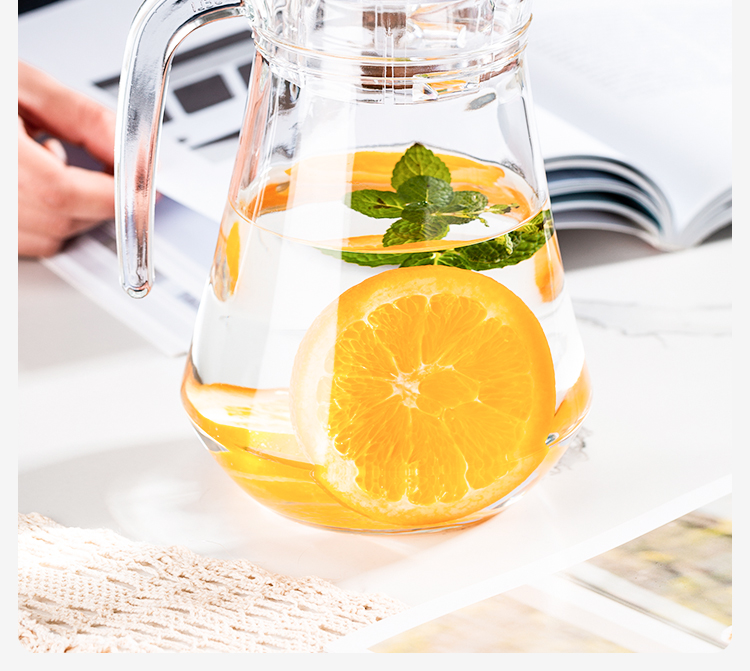 QINGPINGGUO Household Glass Cold Water Pitcher, Beverage Jug, Tea Pitcher, Glass Teapot, 1.3L Capacity, with Randomly Shipped Lid 6