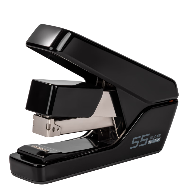 Deli 55-Page Low-Effort Stapler, Small Size, Thick Flat Staples, Anti-Jamming, Efficient Pop-Up Staple Channel, Office Supplies, 0371S Black