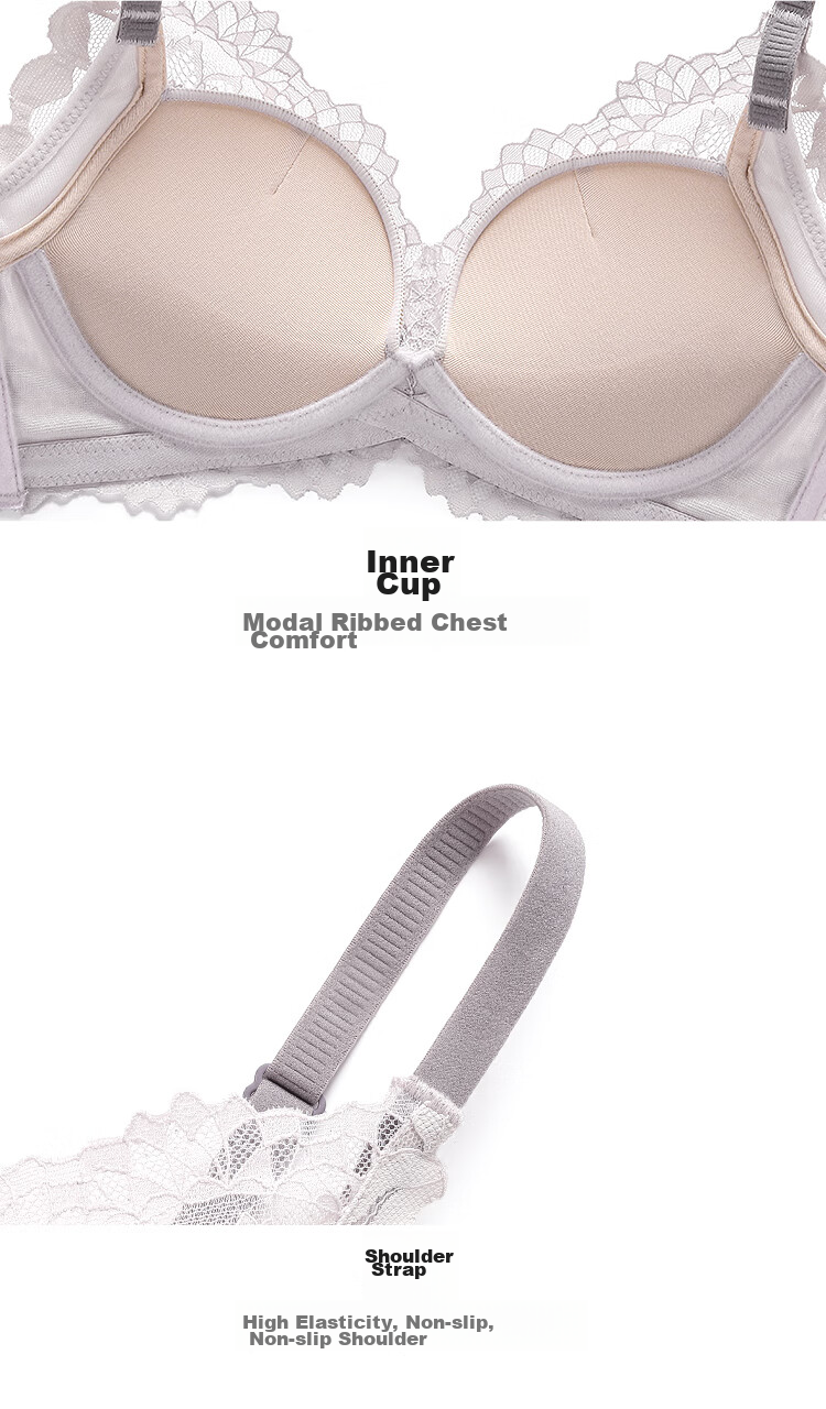 Moonbadi Women's Bra Set for Small Breasts, Push-Up, Wireless, Lift, Sexy Lace Side Support Bra for Side Boob Reductio 22