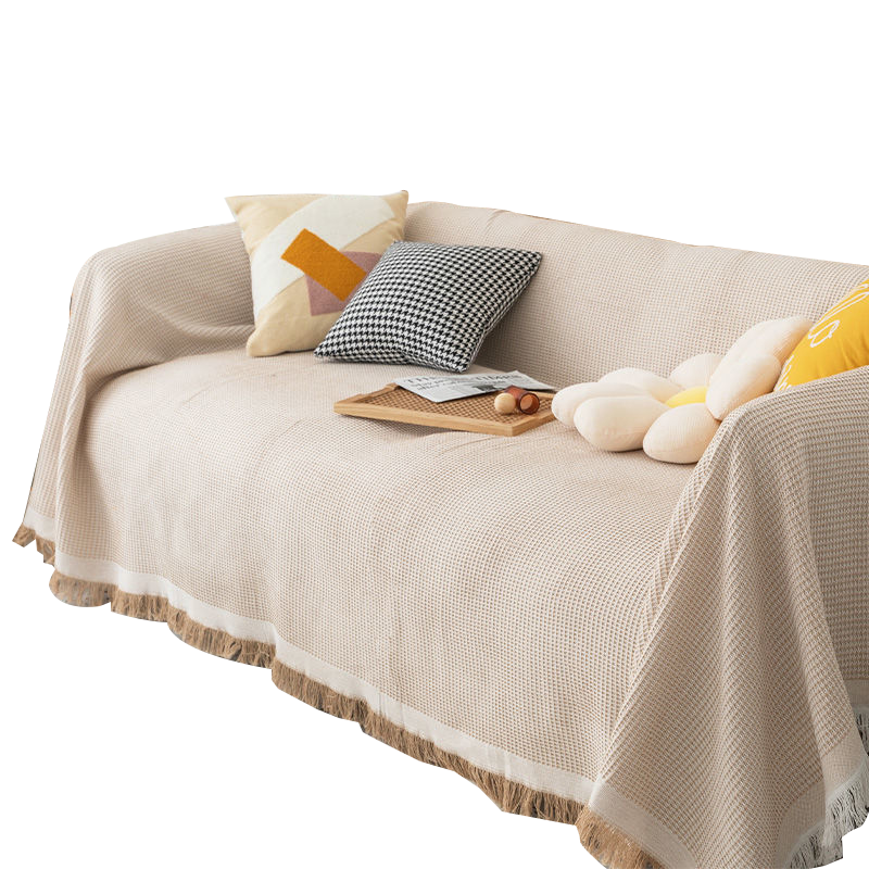 AVIVI Sofa Cover, Sofa Throw, Sofa Pad, All-Season Sofa Slipcover, Full Coverage Blanket, 180*420 Cm, Khaki Waffle Patter