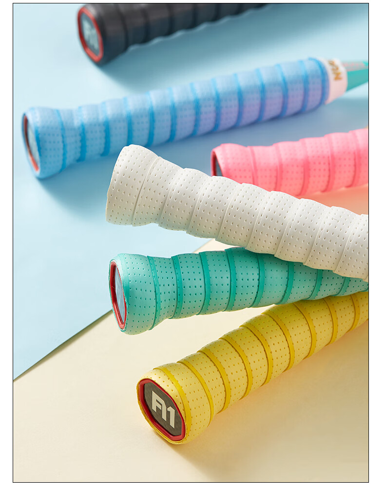 Taan Badminton Grip Tape, Thickened with Perforations, Sweat-Absorbing, Non-Slip, TG099, Three-Pack, Black/white/blue 7