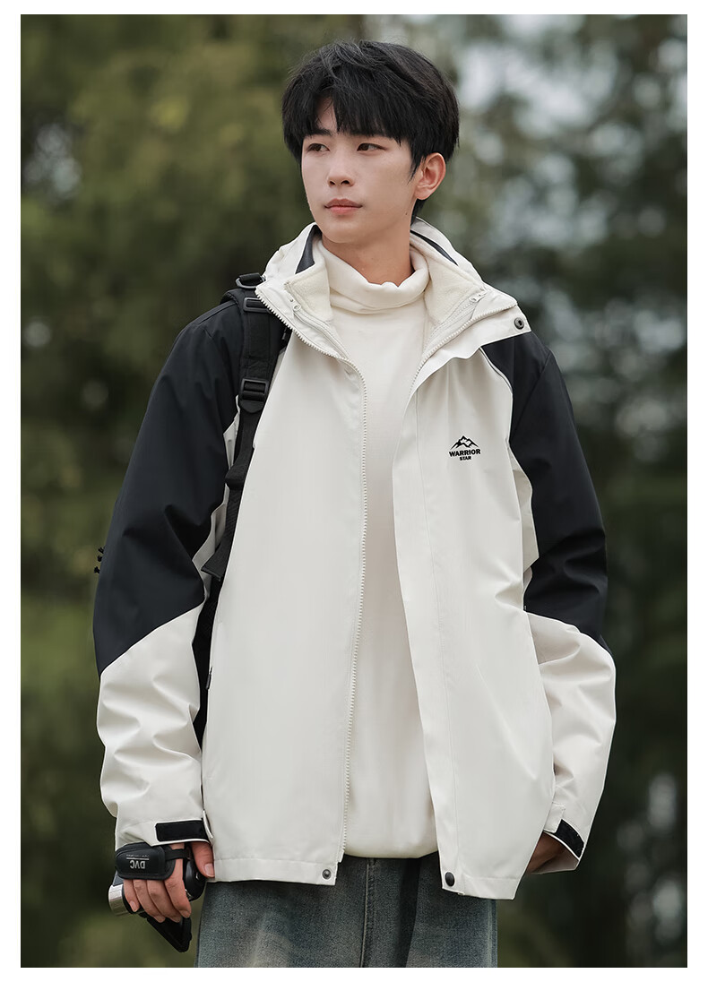 Warrior 3-in-1 Men's Outdoor Mountaineering Jacket Autumn Winter Windproof Warm Jacket 11