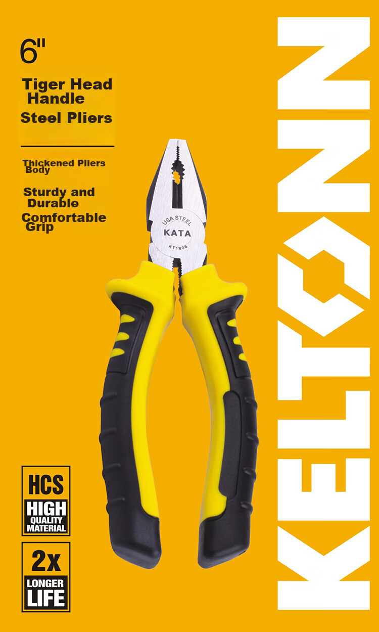 KELTONN Pliers, Wire Cutters, 6-Inch Tiger Pliers, Cable Cutters, Holding Tools, Blackened And Rust-Resistant, KT1806 1