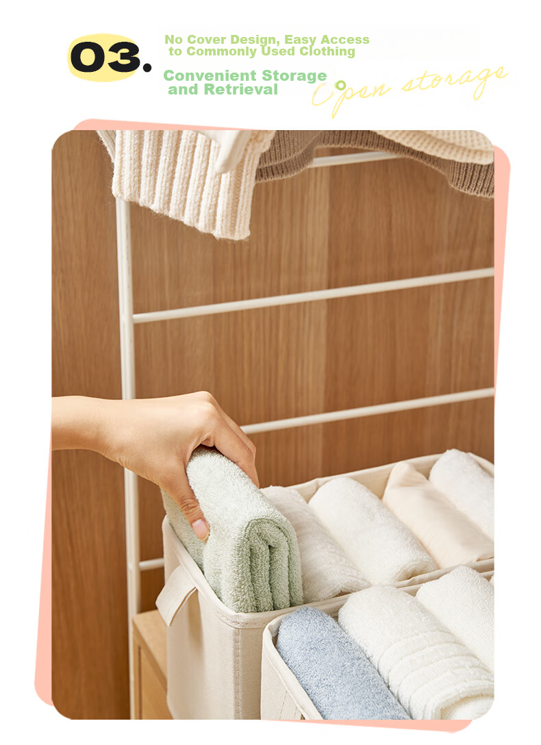 Jicang Fabric Wardrobe Storage Box, Clothes Organizer for Home Use, Layered Storage Container, Large Size 10.2L 8