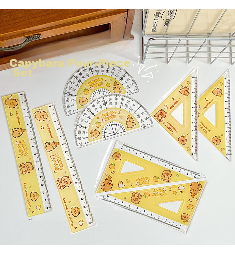 KALRENCAT Stationery Student Exam Drawing Ruler Set: 15cm Straight Ruler + 2 Triangular Rulers + Protractor, 4-Piece Set Recommended for Middle And High School Exams, National Day And Mid-Autumn Festival Gift, Blue 2