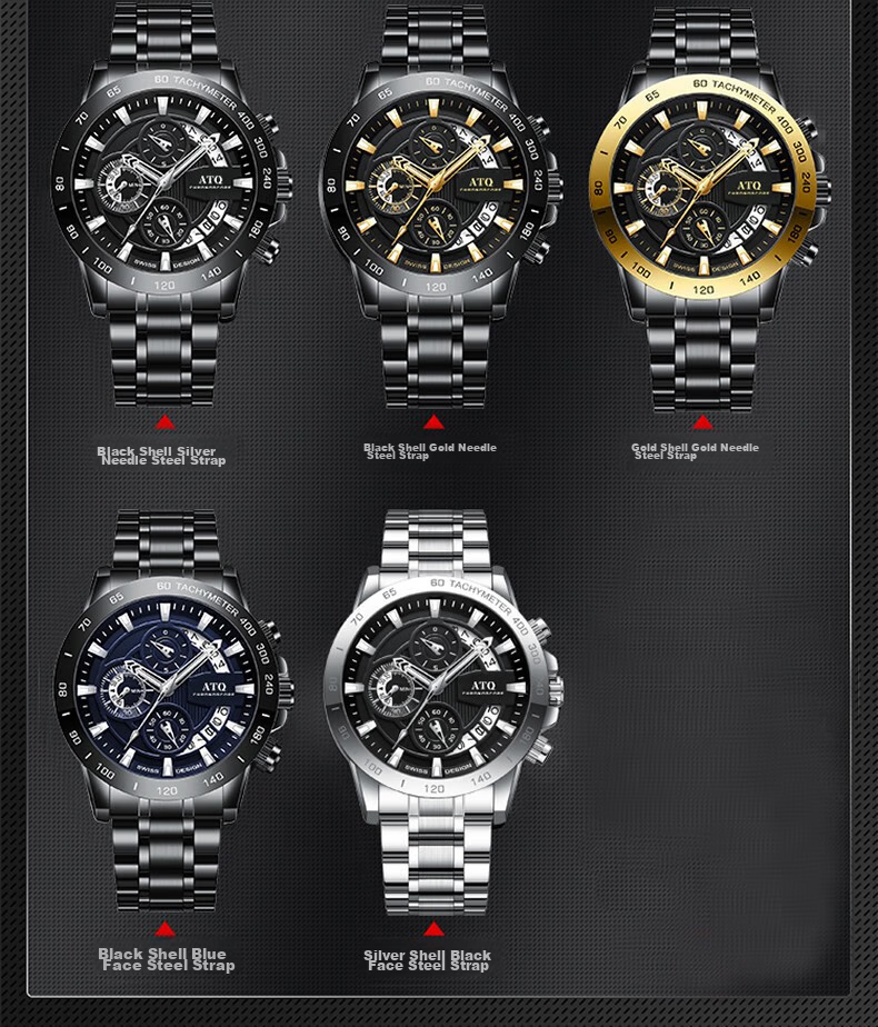 ATQ Celebrity Endorsed Black Knight Men's Casual Business Quartz Watch, New Year Valentine's Day Gift for Boyfriend Or Husband 7