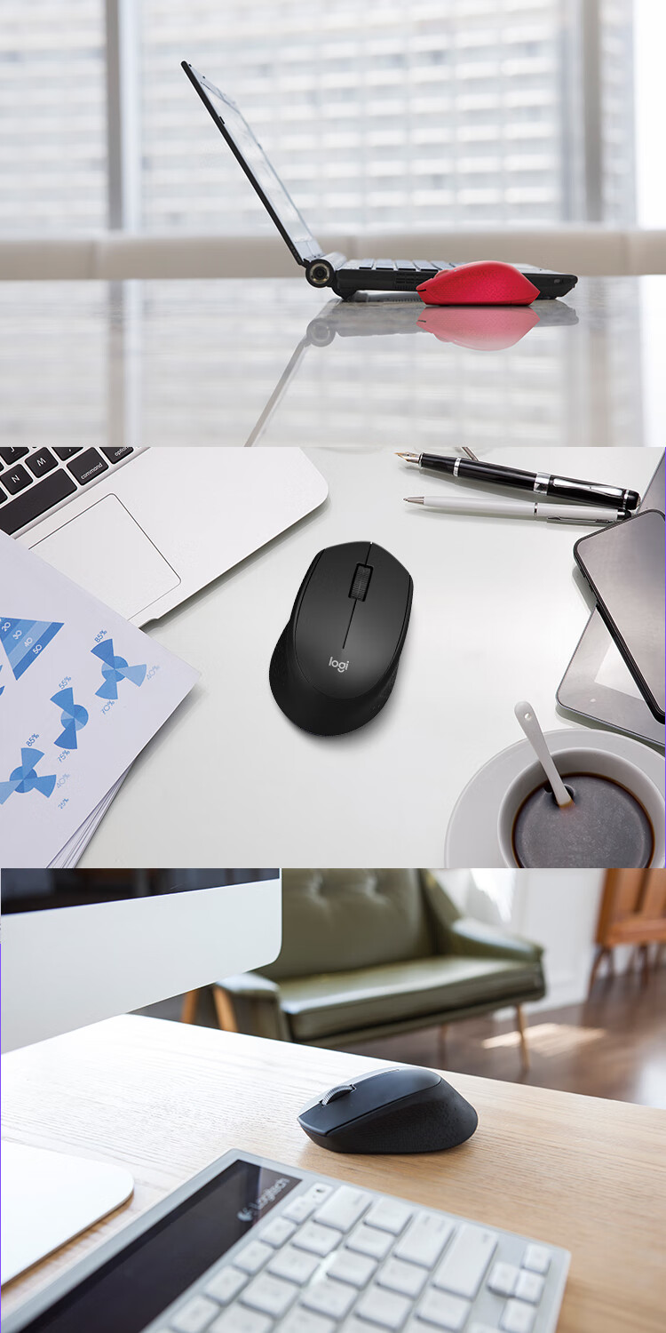 Logitech M280 [Enterprise Grade] Wireless Office Mouse, Right-Hand Laptop Mouse, Ergonomic Design with 2.4G Wireless Receiver, Black [Order Bonus] 4